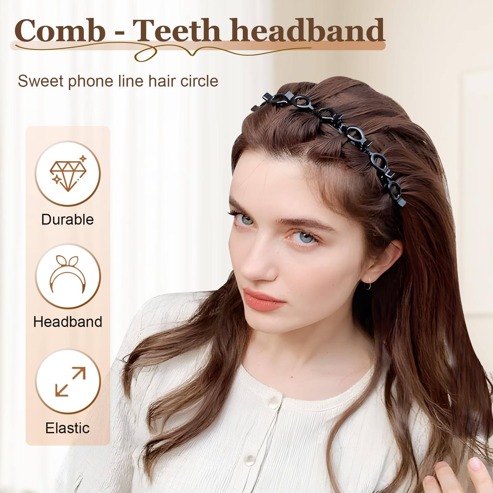 Headband with Clips 4 Pcs Bangs Hairstyle Hairpin Headband with 8 Clips Each,