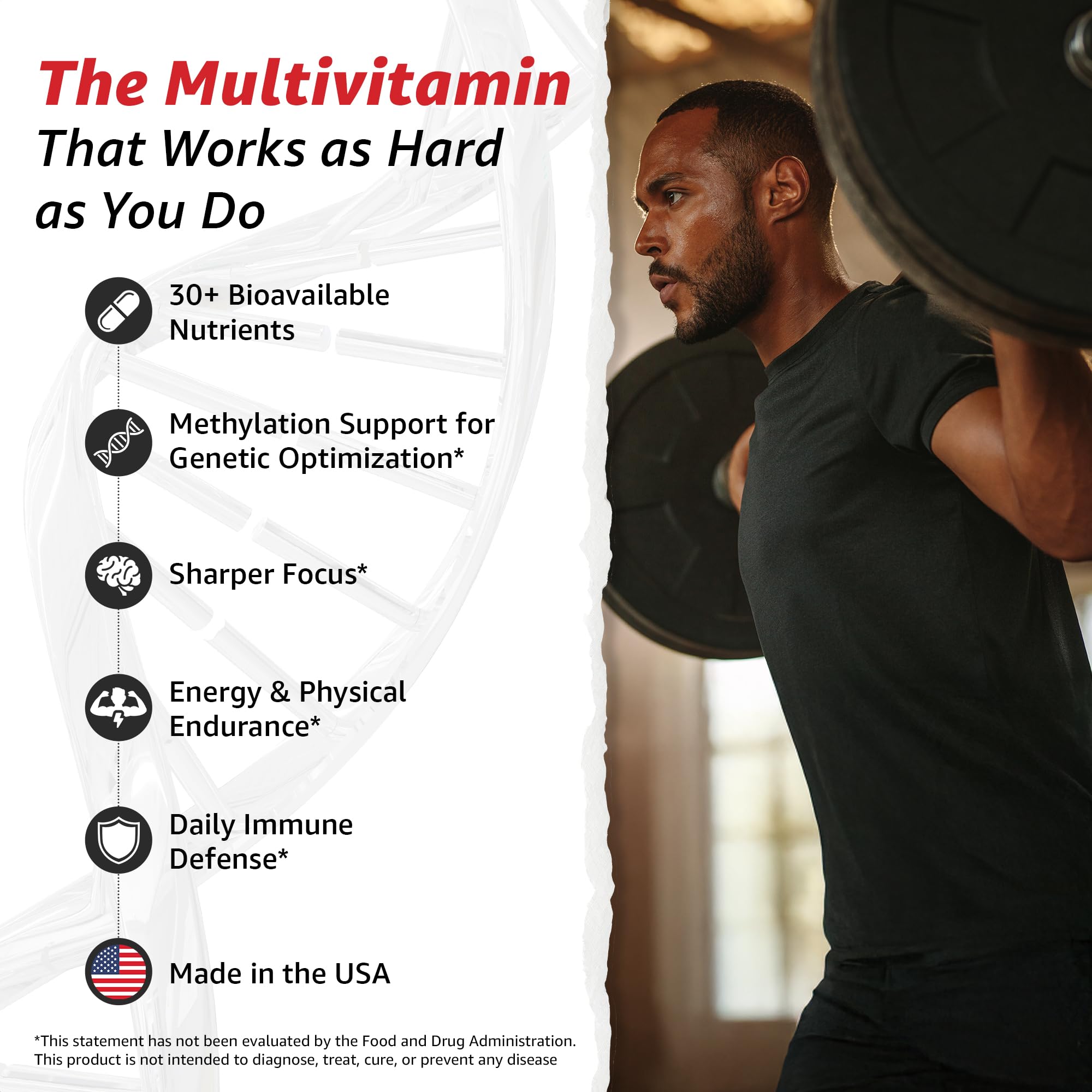 10X Health Optimize Methylated Multivitamin for Men and Women - 90 Capsules, 34 in 1 Formula with 800 mcg of Vitamin B12, 5-MTHF, NAC - Methyl B Complex