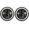 Shkalacar 7inch LED Headlight H4 140W Angel Eyes Round Headlights 4 Modes