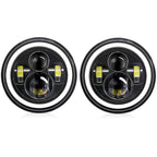 Shkalacar 7inch LED Headlight H4 140W Angel Eyes Round Headlights 4 Modes