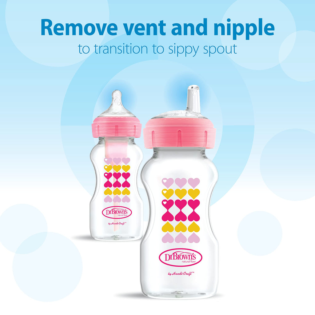Dr. Brown’s Anti-Colic Options+ Wide-Neck Sippy Bottle Starter Kit, 9oz/270mL,