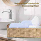 STOBSK Round Paper Rope Storage Basket with Handle, Beige, 14.5in x 6.6in x
