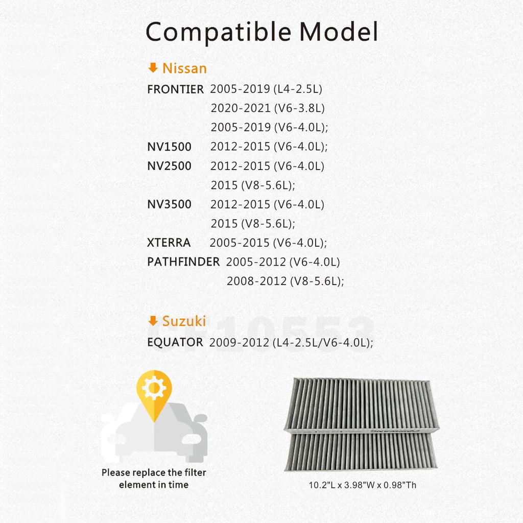 COIRWANG CF10553 Cabin Air Filter Compatible with 2005-2021 Nissan