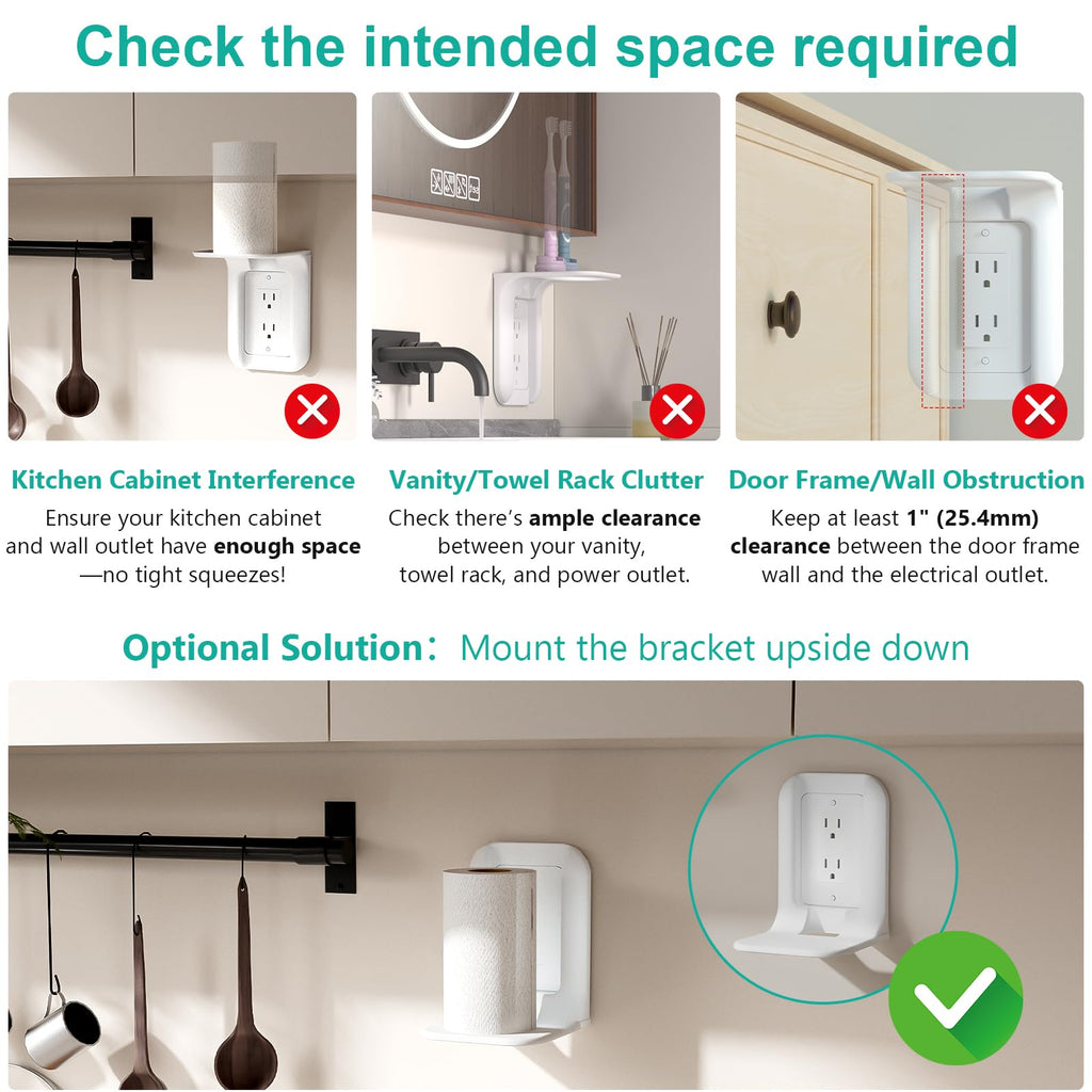 WALI Outlet Shelf Wall Holder, Bathroom Shelf up to 10lbs Standard Vertical