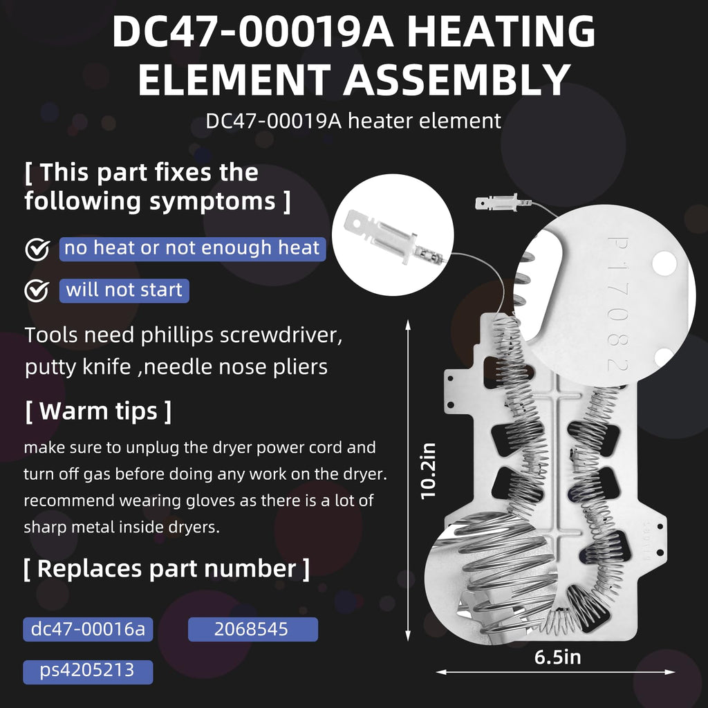 Upgraded DC47-00019A Dryer Heating Element for Samsung DV45H7000 DVE50 DV42