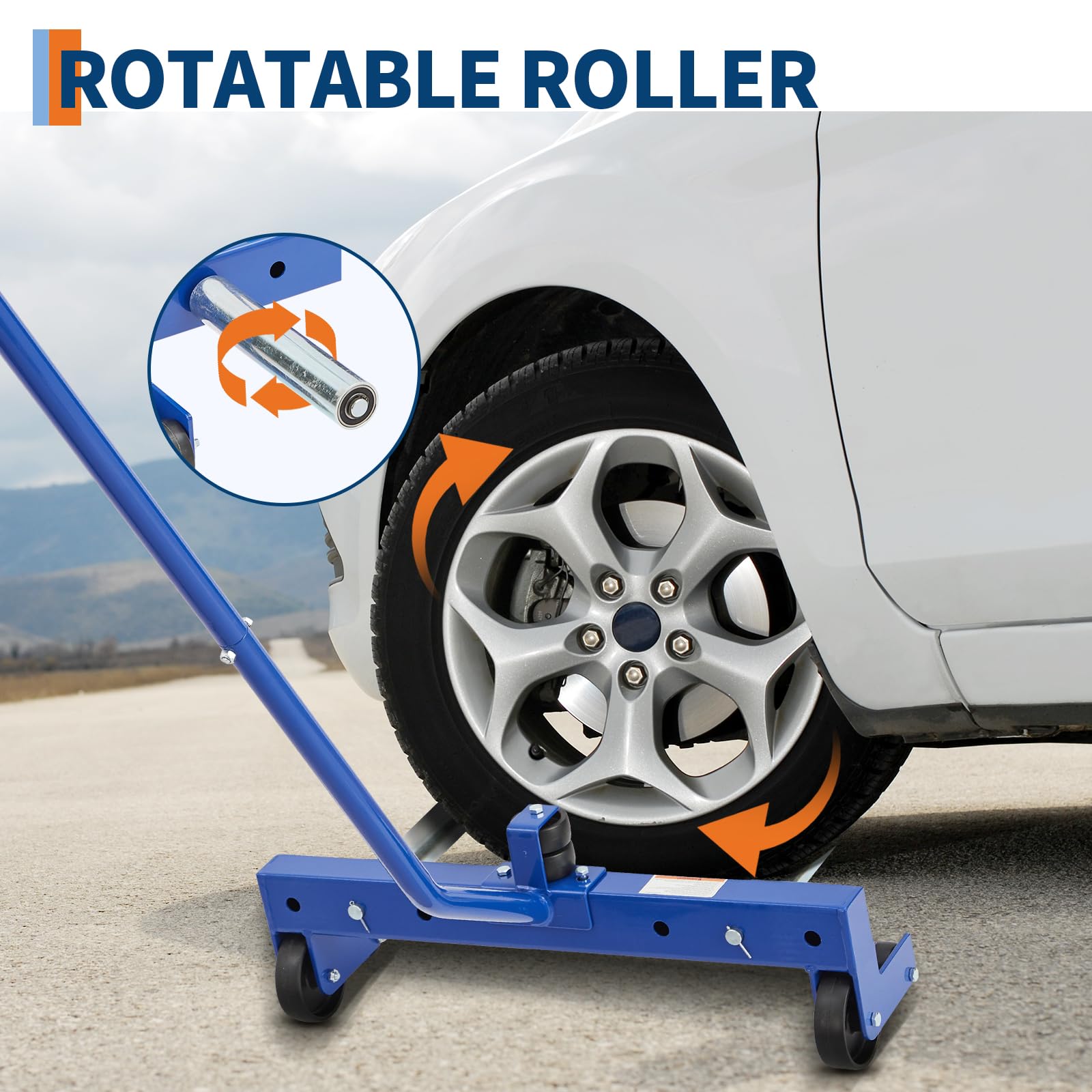 500 LB Heavy-Duty Tire Dolly, Adjustable Wheel Dolly Tire Moving Cart Tool with 12"-24" Roller Spread and Smooth Wheels for Garage, Workshop, Automotive Repair