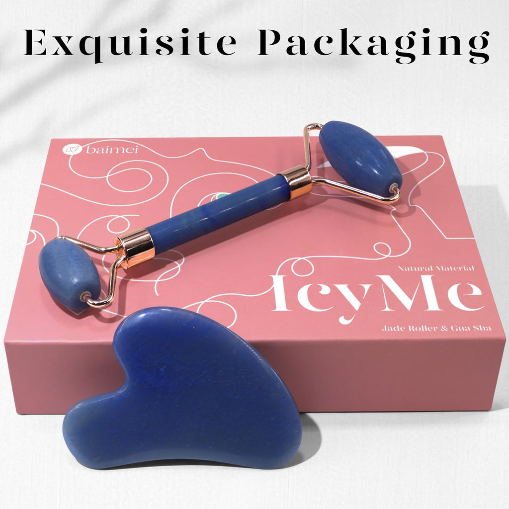 BAIMEI IcyMe Jade Face Roller & Gua Sha, Facial Beauty Skin Care Tools, Self