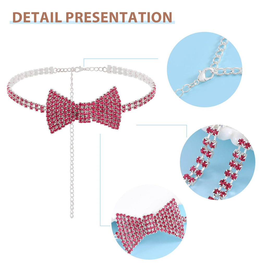 Sethain Boho Rhinestone Choker Necklace Silver Crystal bowknot Necklaces Party