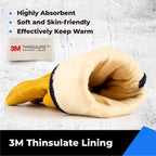 2 Pairs Winter Leather Work Gloves, Warm Thinsulate Lining for Cold Weather