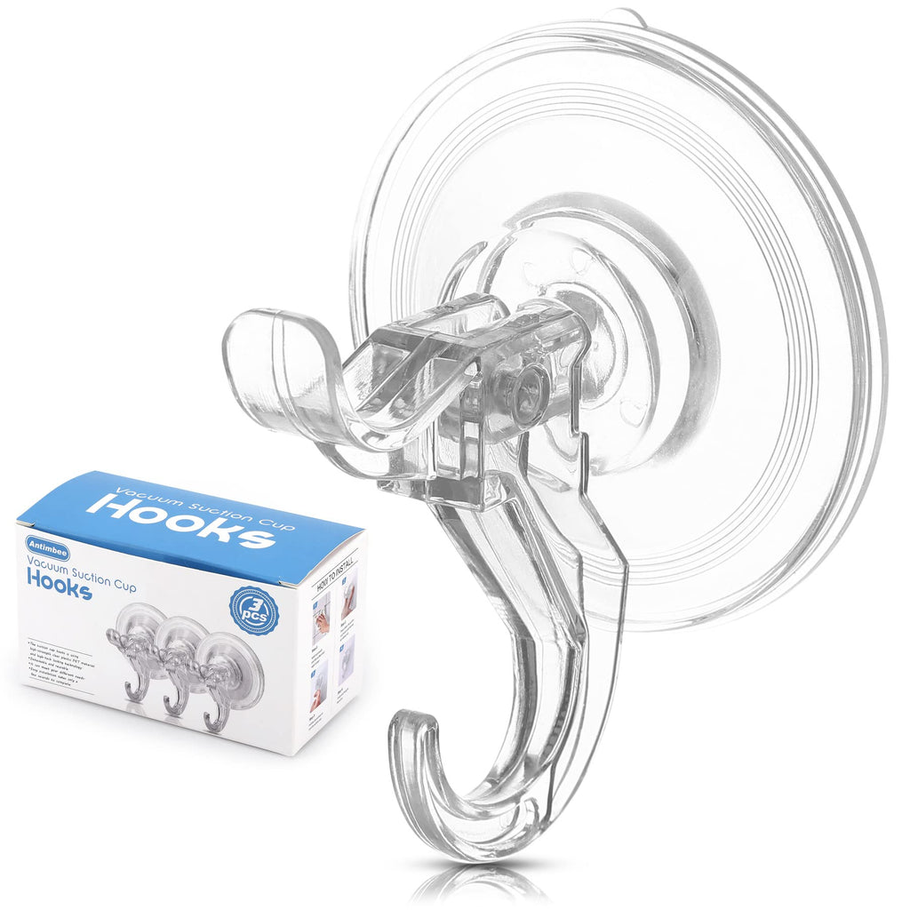 Antimbee 3 Pack Suction Cup Hooks, Clear Suction Cup Hanger, Removable Small