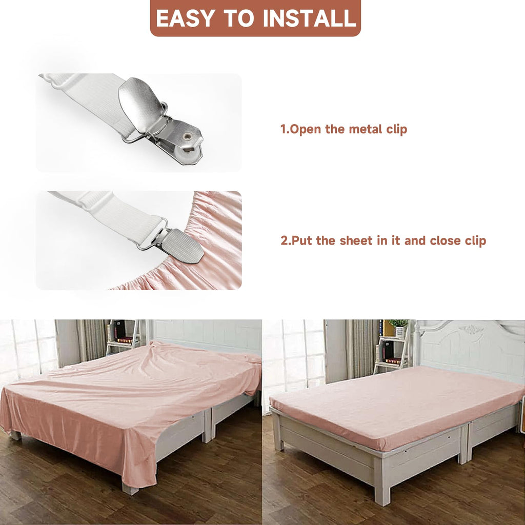 Bozenu Bed Sheet Straps, Upgrade Fitted Bed Sheet Holders for Corners, Non Slip
