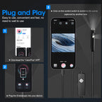 PAPIBLU Endoscope with Light, 1920P HD Borescope with 8 Adjustable LED Lights,
