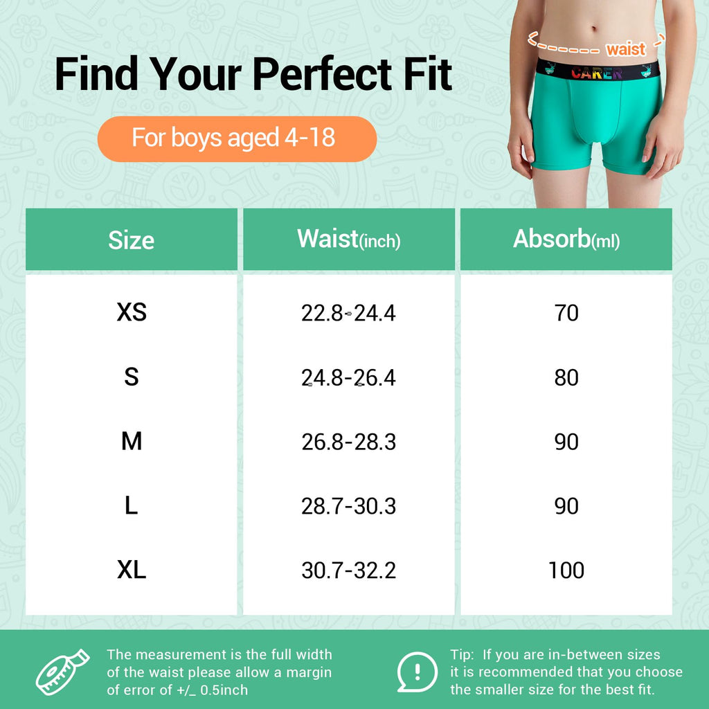 3 Pack X-Smal Carer Boys Incontinence Underwear Washable Kids Cotton