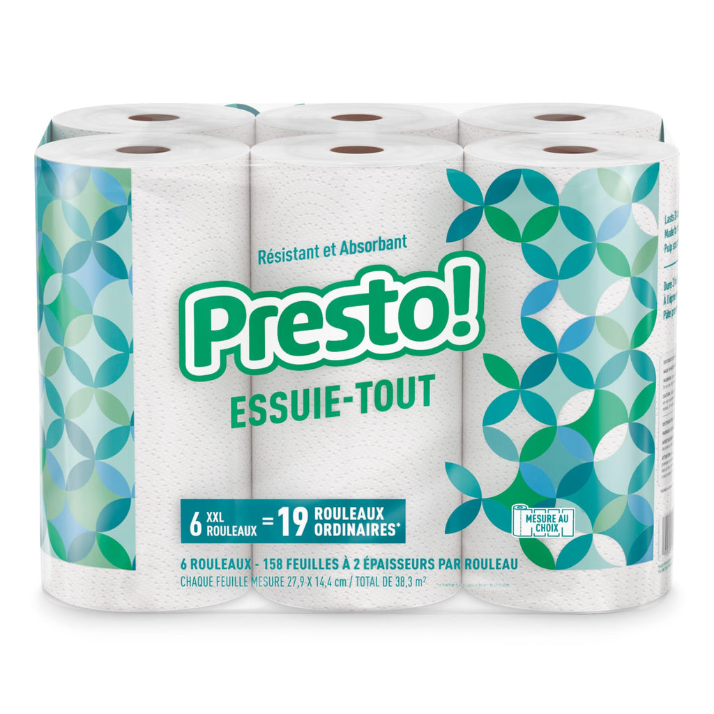 12 Rolls Amazon Brand Presto! Flex-a-Size Paper Towels 158 Sheet Huge Roll