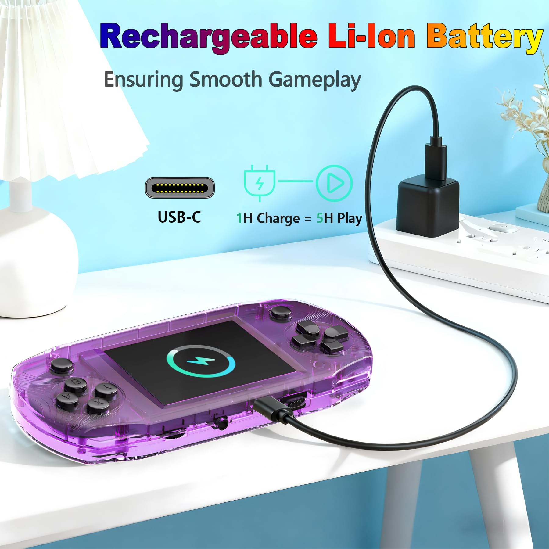 3.2" IPS Large Screen Handheld Game Console for Kids Preloaded 100 Retro Video