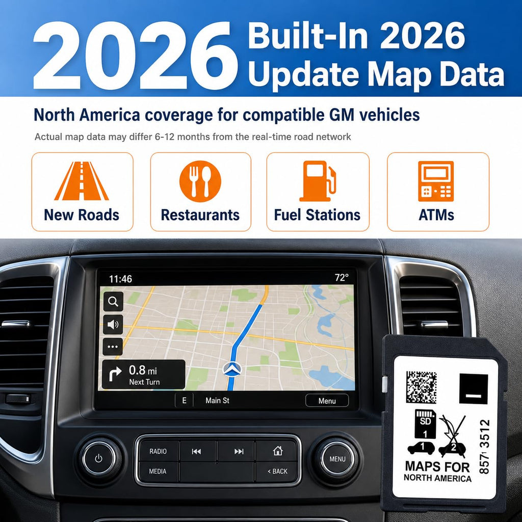 Premium 2026 Navigation SD Card Update, Latest Map for 2019-2023 GM Vehicles with Chevrolet, GMC,Buick, Cadillac, USA/CAN/MEX, Part 8571 3512 (10 Year Warranty)