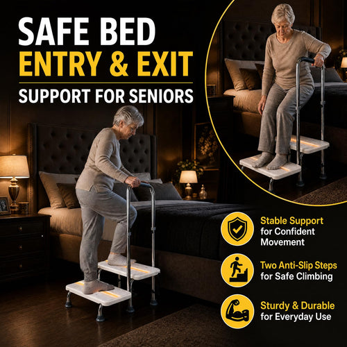 Aliseniors Step Stool with Handle and Non-Skid Platform, Heavy Duty 2 Steps