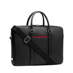 Manhattan Leather Briefcase Black & Racing Red Laptop Business Bag