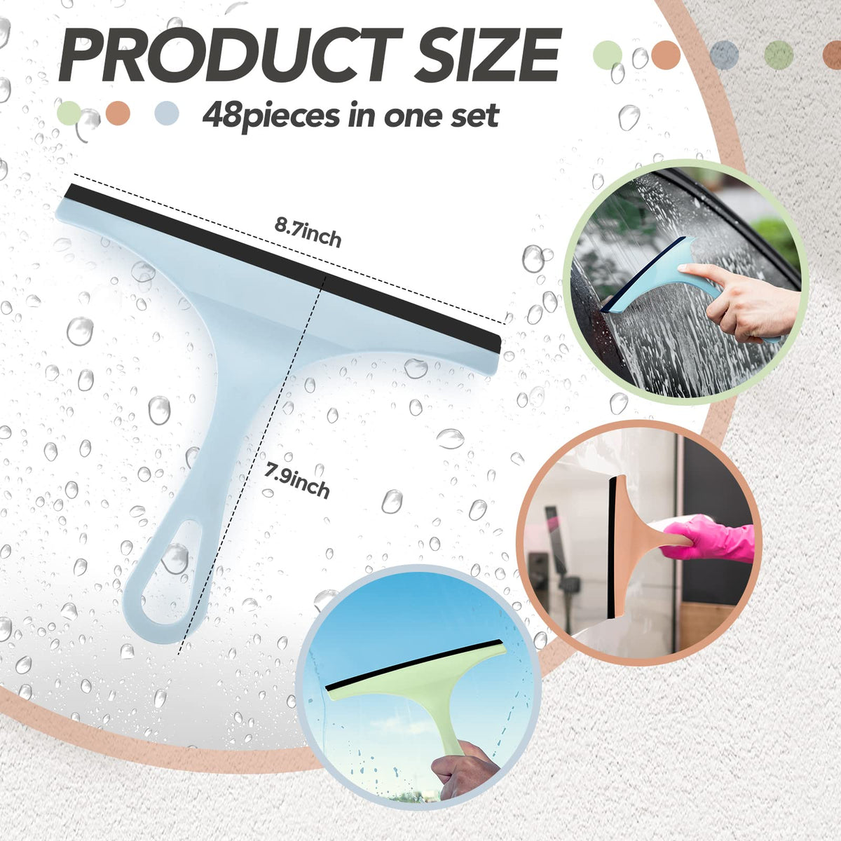 Didaey 48 Pcs Squeegee for Shower Glass Door, 8.7 Inch Silicone Shower Squeegee