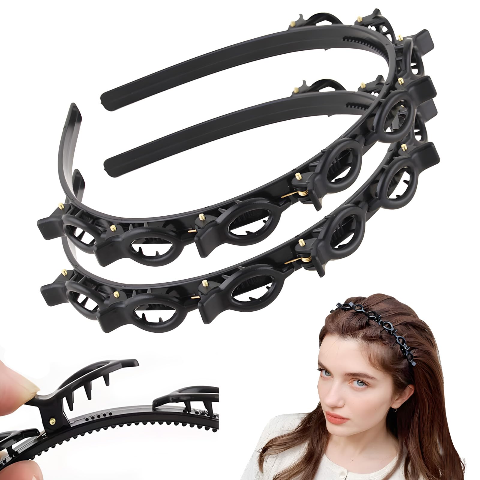 Headband with Clips 4 Pcs Bangs Hairstyle Hairpin Headband with 8 Clips Each,
