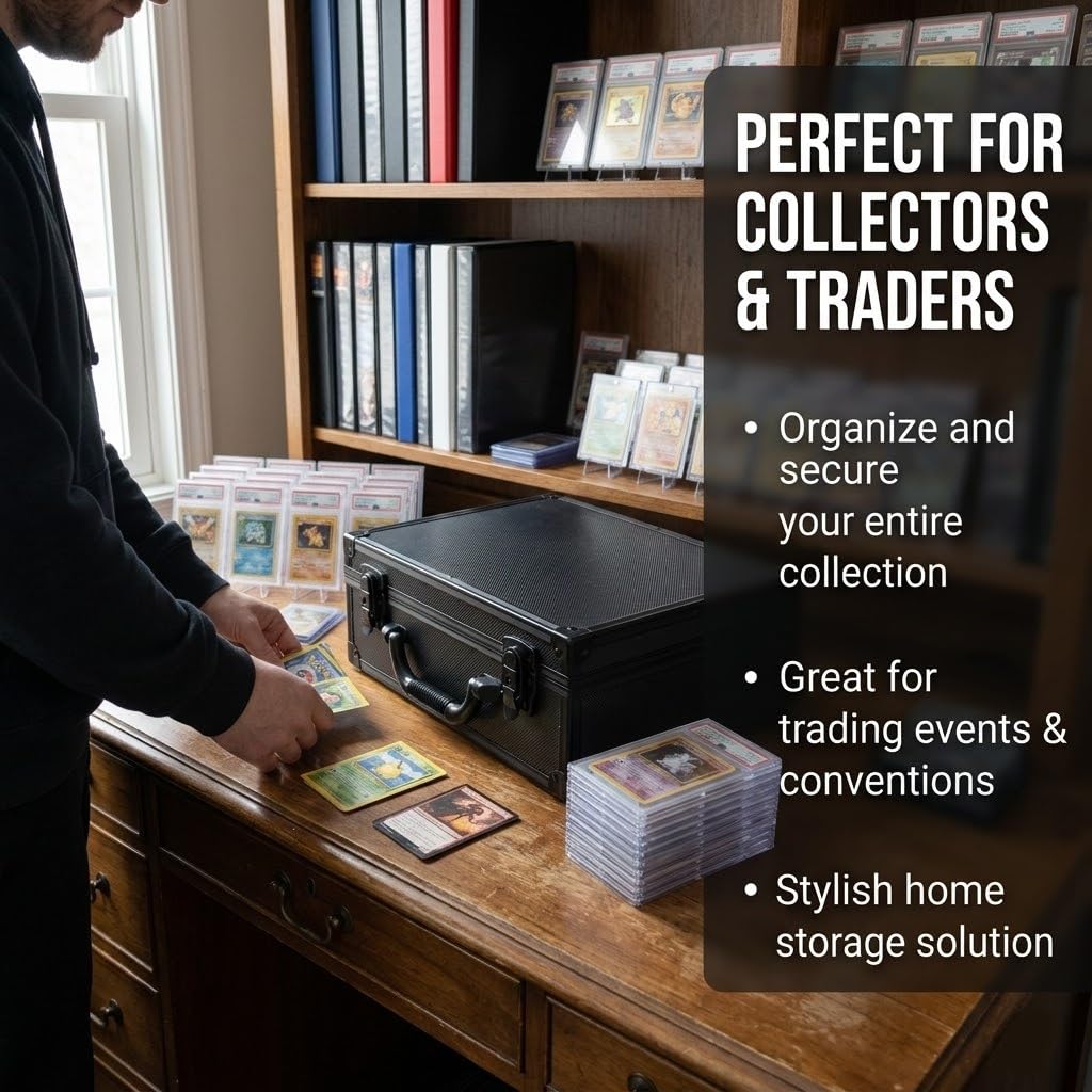 SUREMAX 600+ Trading Card Storage Box, Portable Card Case for 3" x 4" Graded
