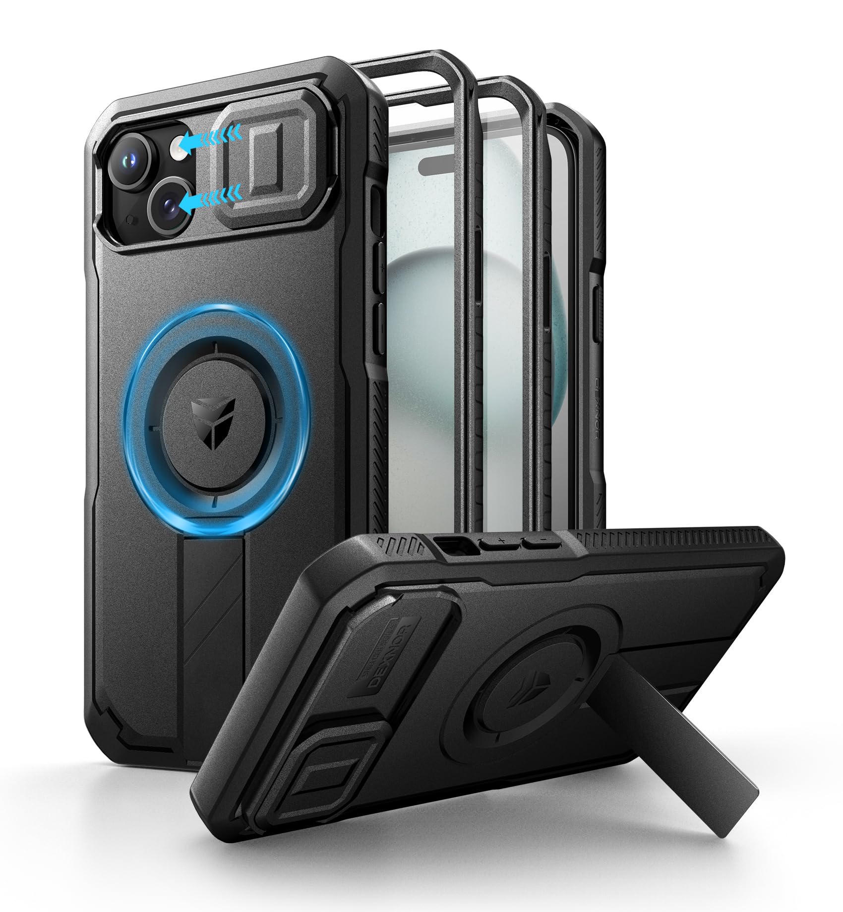 Dexnor for iPhone 15 Plus/14 Plus Case with Slide Camera Cover & Adjustable
