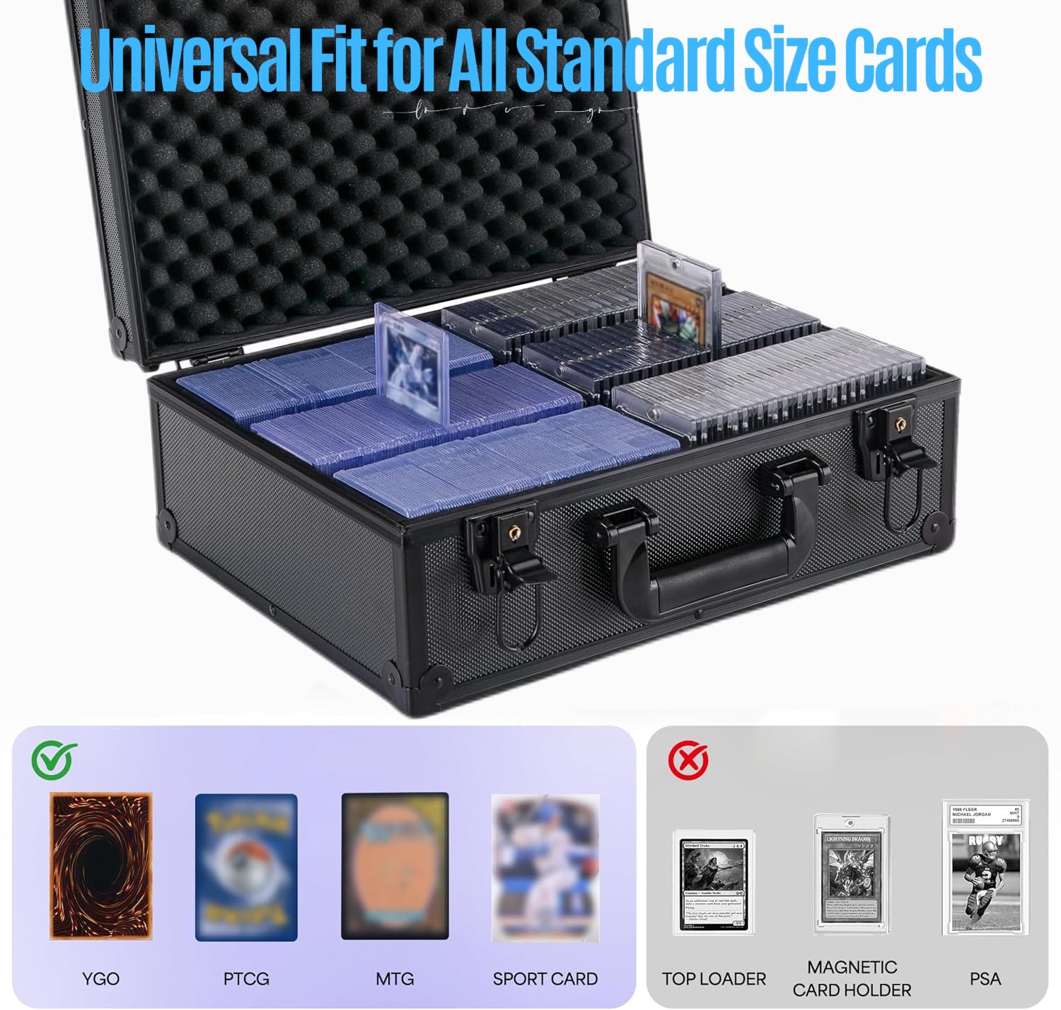SUREMAX 600+ Trading Card Storage Box, Portable Card Case for 3" x 4" Graded