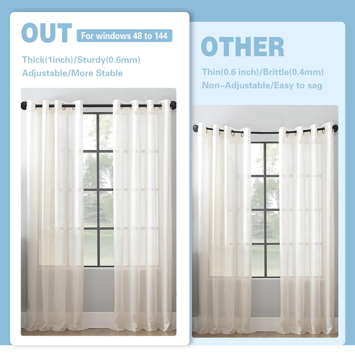 Byondeth Curtain Rods for Windows 16 to 120 Inches Adjustable Blackout Wrap