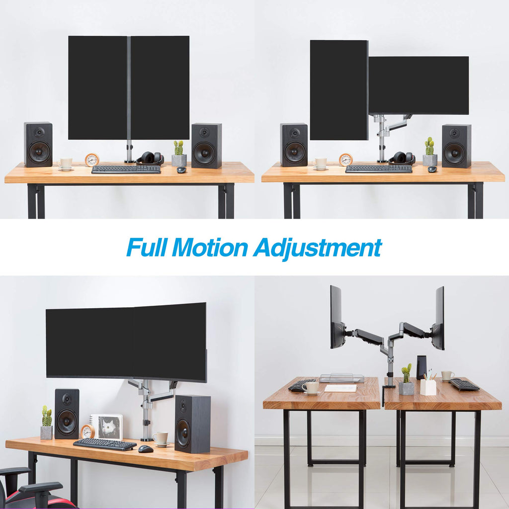 AVLT Dual Stacked Monitor Arm 13–27 inch Full Motion VESA Desk Mount Clamp