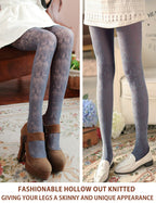 VERO MONTE 1 Pair Womens Patterned Lace Tights (Grey) Hollow Out Knit Stockings