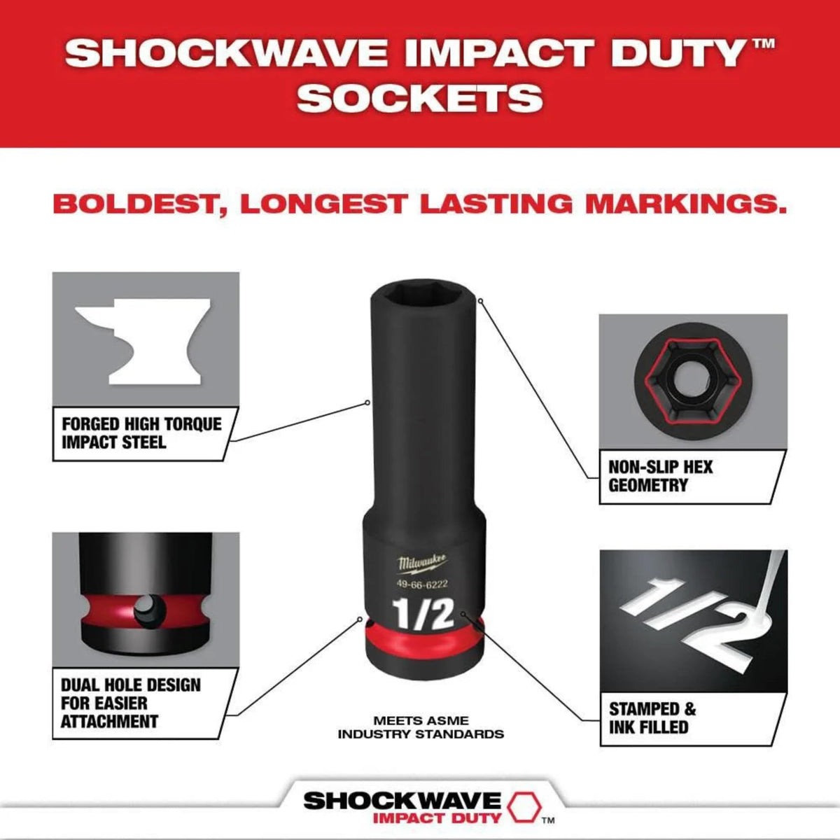 Milwaukee Electric Shockwave Impact Socket 3/8in 36 Pack PACKOUT