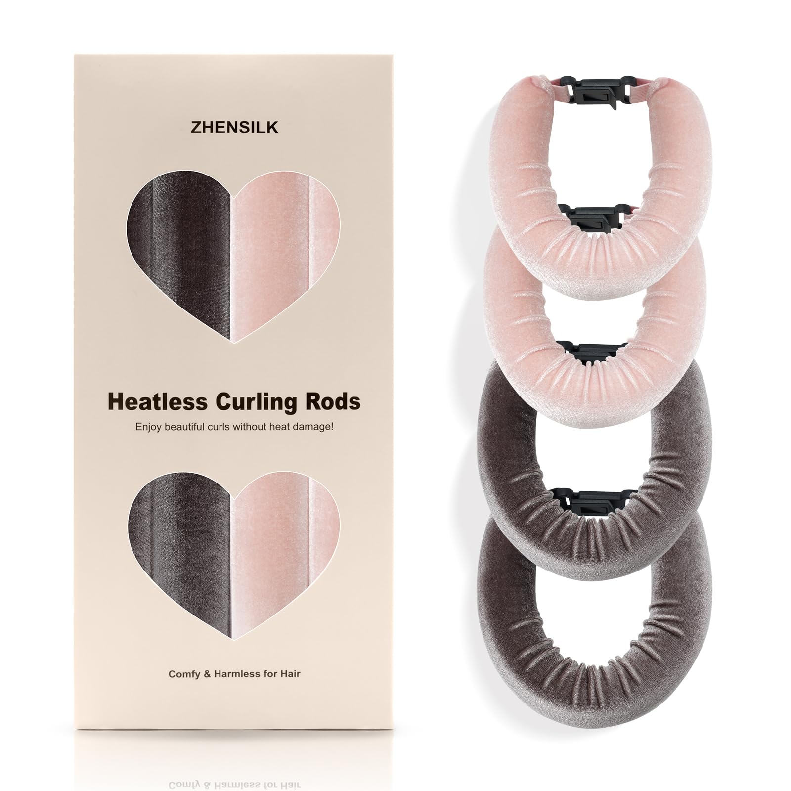 Heatless Hair Curler Set – 4PCS Velvet Overnight Blowout Rods for Heatless