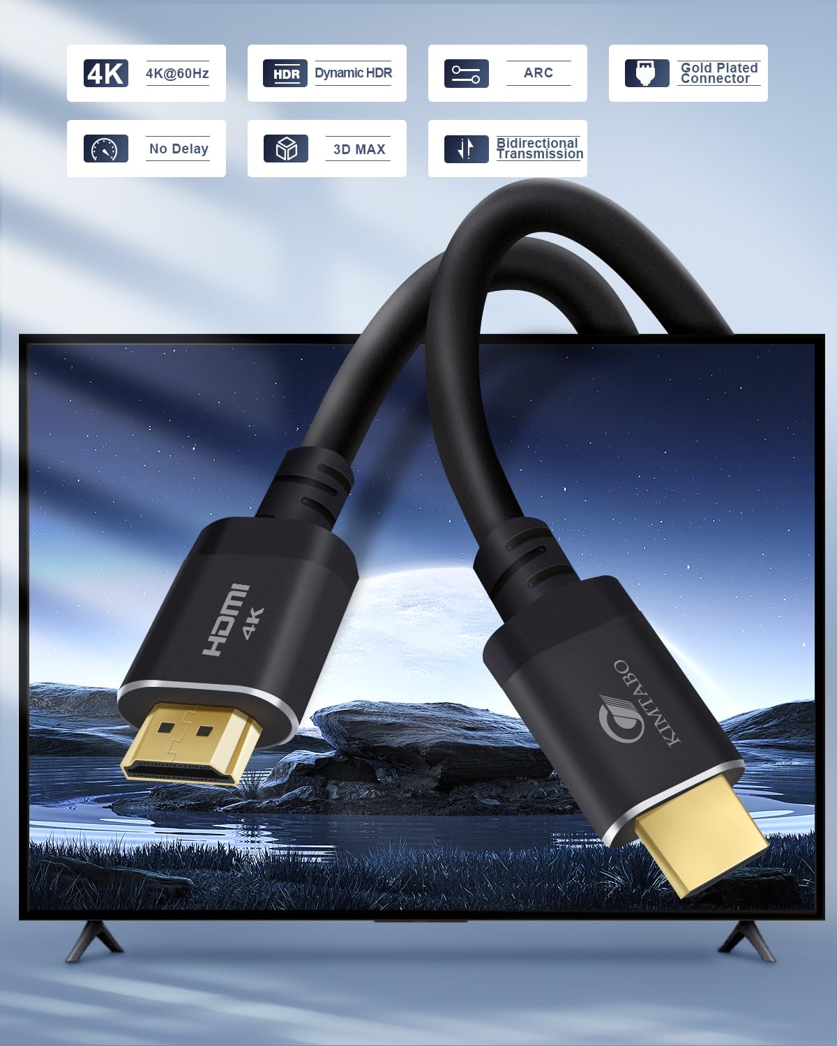 50ft HDMI Cable Ultra High Speed 4K 60Hz 2K 1080p ARC Gold Plated 15m