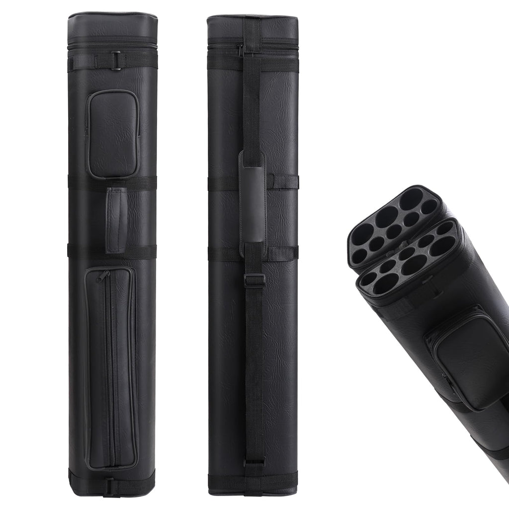 3x5 Leatherette Pool Cue Case Holds 3 Butts 5 Shafts Billiard Carry Case Black