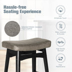 Erste!Bravo Grey Solid Wood Bar Stools Set of 2 for Kitchen Counter Height
