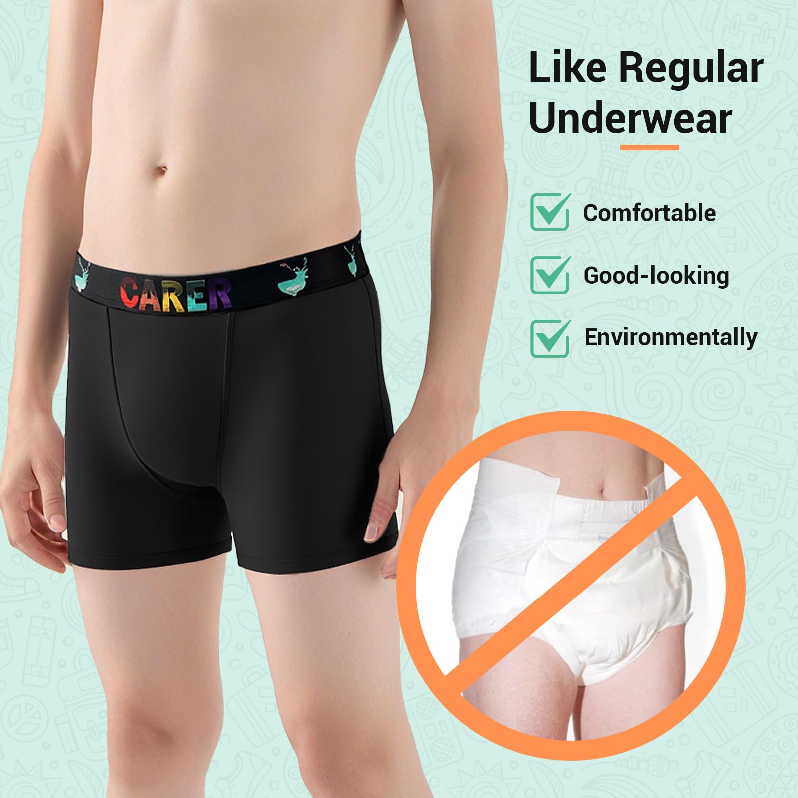 3 Pack X-Smal Carer Boys Incontinence Underwear Washable Kids Cotton