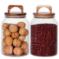 SAIOOL Canister Set of 2, Glass Kitchen Canisters with Airtight Acacia Lid, Tall