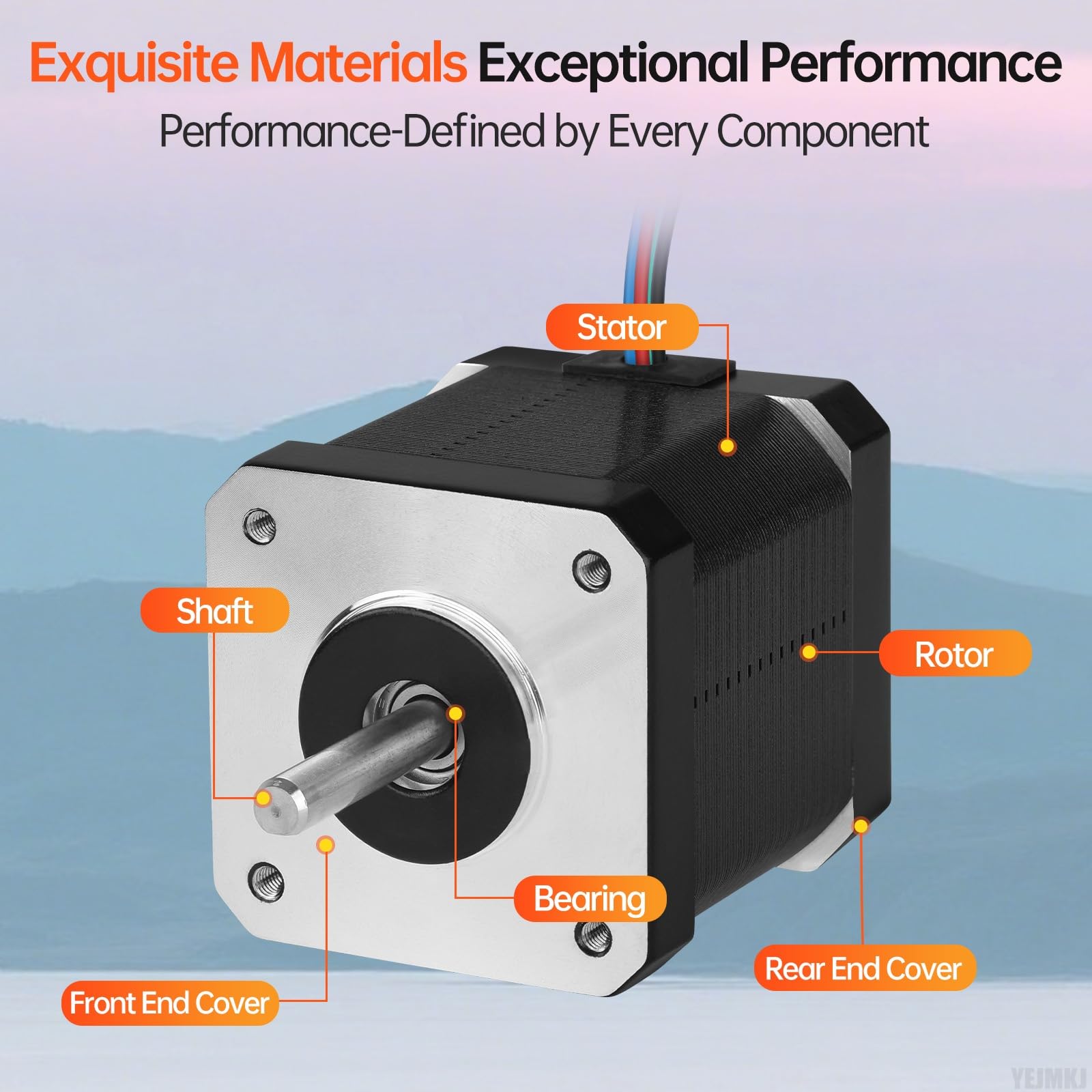 YEJMKJ Nema 17 Stepper Motor 42x47mm 0.6Nm (84.97oz·in) 2.3A 1.6Ω Bipolar