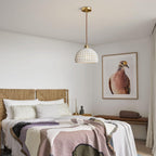 Fulesi White Ceramic Pendant Light Elegance Nordic Hanging Lamp Brass Finish