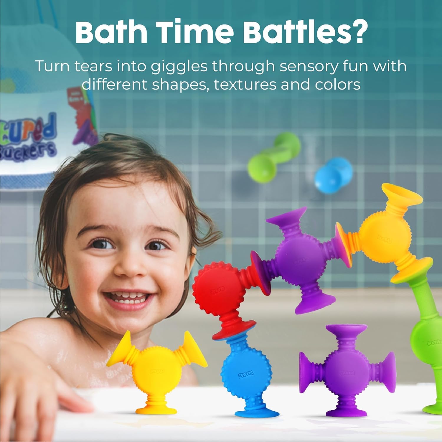 BUNMO Toddler Suction Bath Toys 10 Pack Connect Build Create Sensory Fine Motor