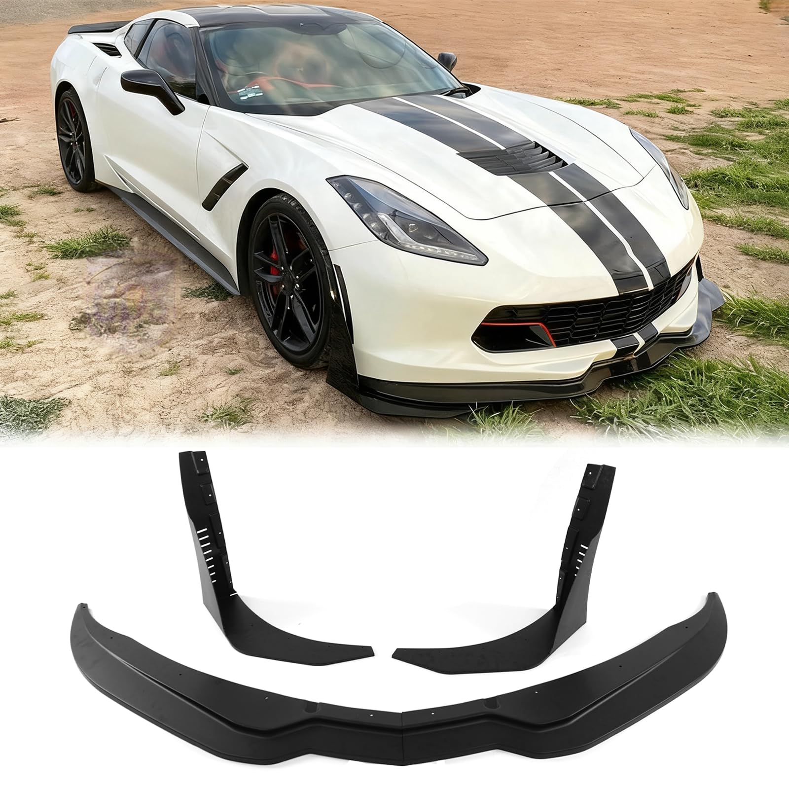 skkyoro Front Bumper Lip Splitter for 2014-2019 Corvette C7 Z06 Stage 3 Front