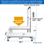 Aliseniors Extra Wide 2 Step Stool with Handle for Elderly, Heavy Duty Bariatric