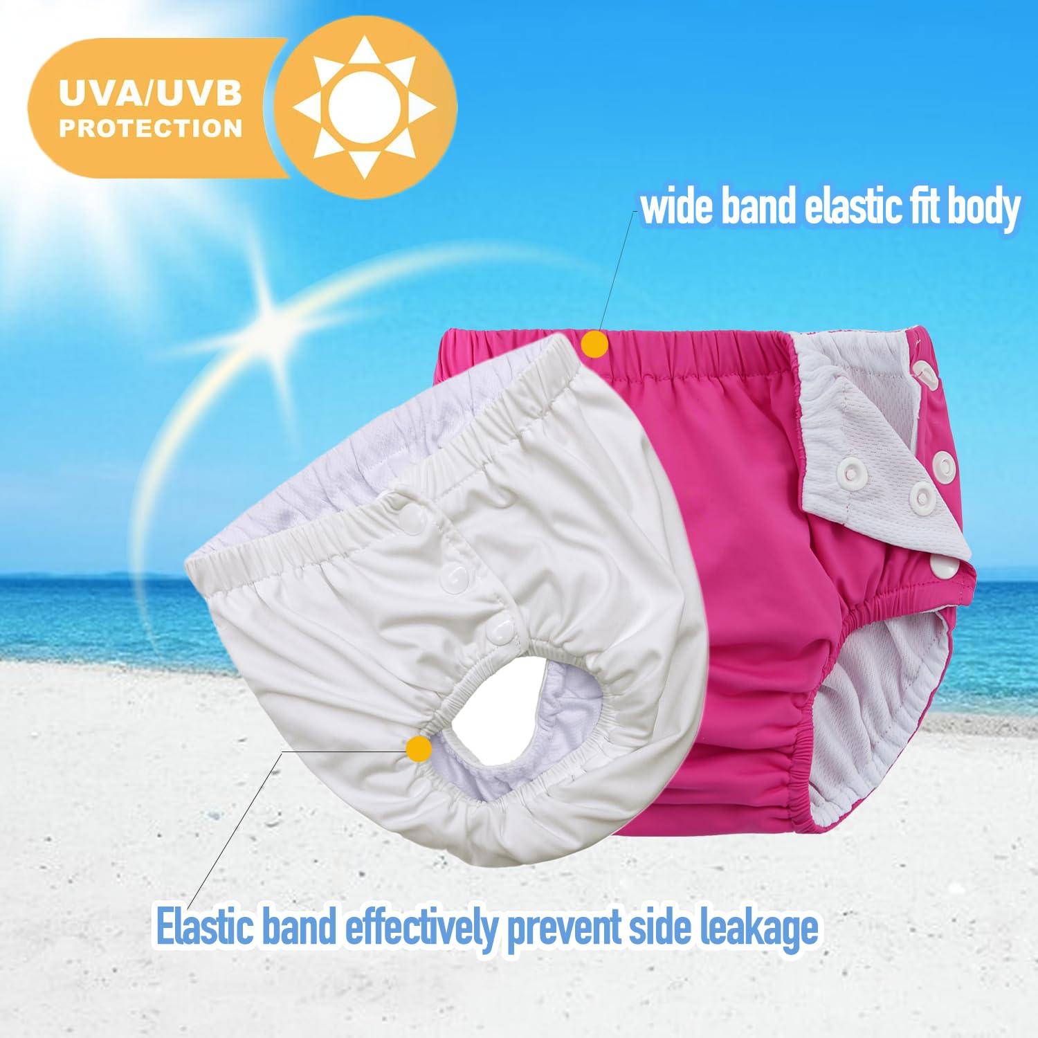 2-3T Baby Newborn Reusable Swim Diapers Washable Toddler Unisex Swim Diaper