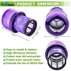 Artraise 2 Pack V15 Filter Replacement Compatible with Dyson V11 Torque Drive