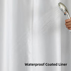 No Hook Shower Curtain w/Snap Liner Mesh Window Fog Blue 72x75 Waffle