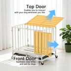 24 Inch Heavy Duty Dog Crate Cage Escape Proof Steel Kennel for High Anxiety Dogs with Sturdy Locks and Removable Tray, Small Dog Crate, White