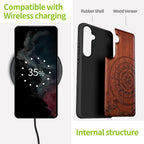 Carveit Wood Case for Galaxy S23 FE - Natural Wood & Black Soft TPU - Shockproof