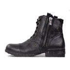 OSSTONE Moto Boots for Men Fashion Zipper-up Leather Chukka Boots Casual Shoes 5008-8, Retro Black, US9