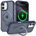 Lufanbis Designed for iPhone 17 Case with Magnetic Stand, [Military Drop Protection][Great Grip Feeling] Matte Translucent Back Slim Shockproof Phone Cover for iPhone 17 6.3", Blue