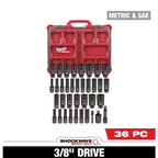 Milwaukee Electric Shockwave Impact Socket 3/8in 36 Pack PACKOUT